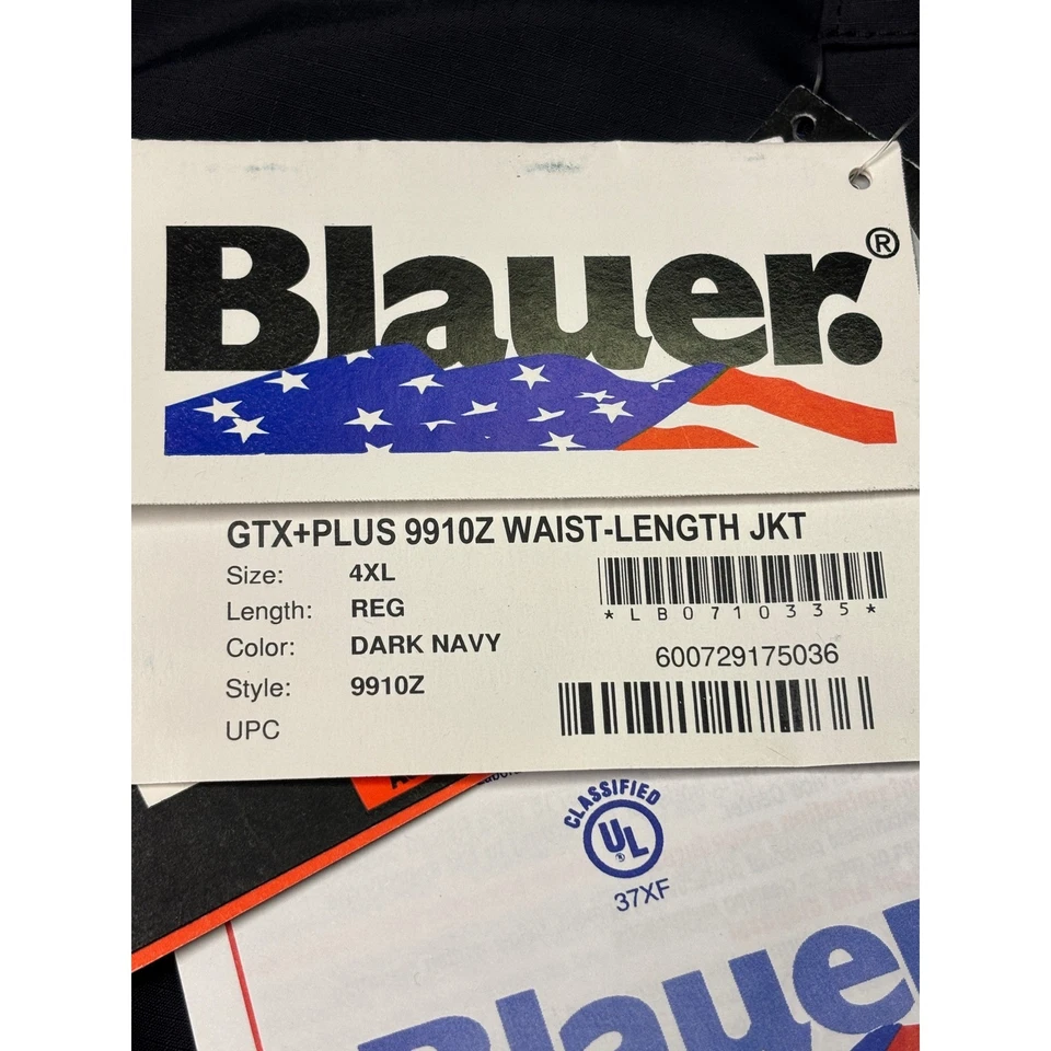 NWT Blauer GTX PLUS 9910Z Waist Length Jacket Dark Navy 4XL REG Made in USA - Image 2 of 4