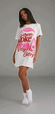 oversize graphic t shirt dress Women's Oversized Graphic T-Shirt Dress White/Cherry Coke Size XS
