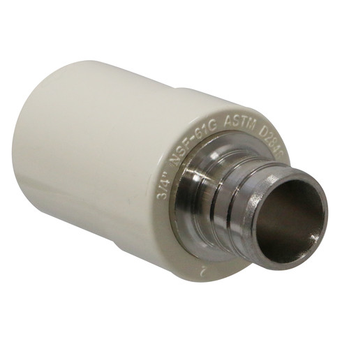 25 Pack XFITTING 3/4" Pex -B x 3/4" CPVC Transition Coupling, Lead Free Brass
