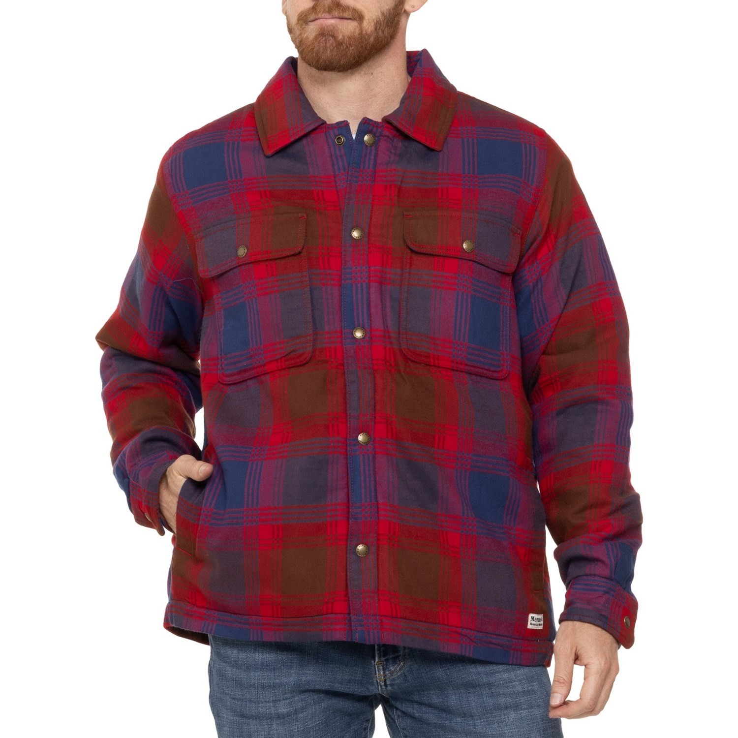 MARMOT Red & Plaid Plaid Ridgefield Sherpa Lined Flannel Jacket NEW 2XL XXL