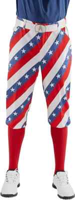 Royal and Awesome Golf Knickers Pars and Stripes USA Flag Shorts Waist 32 - 42