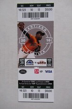SAN FRANCISCO GIANTS VS ROCKIES 9/28/2016 FULL TICKET ~ SANTIAGO CASILLA