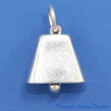 Movable Cowbell 3D 925 Solid Sterling Silver Charm Cowboy Cow Bell MADE IN USA
