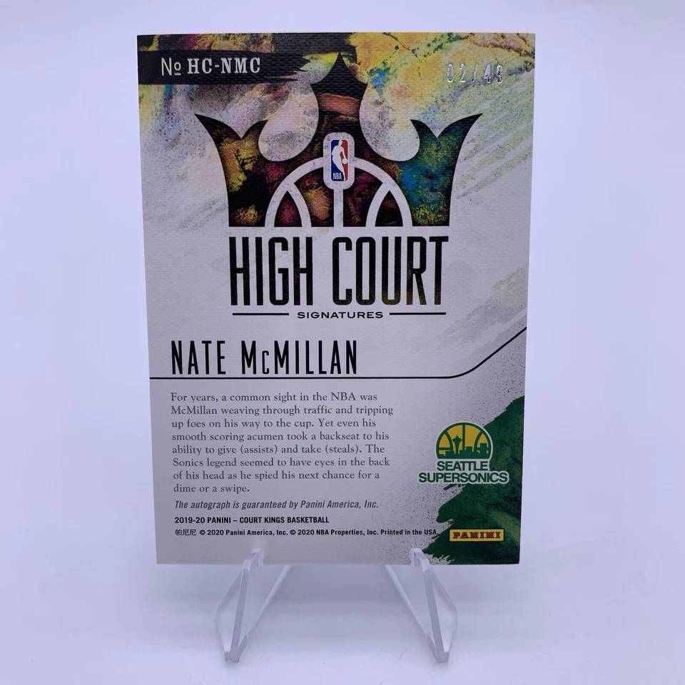 2019 Panini Court Kings High Signatures Citrine /49 Nate McMillan #HC-NMC Auto  - Image 2 of 4