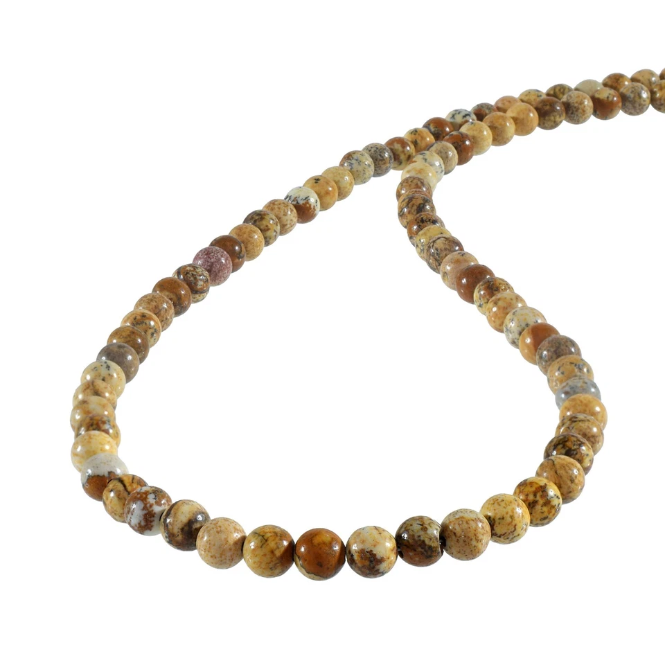 Fatto a Mano Naturale Immagine Diaspro 4mm Rotondo Perline Catenina 18 " Filo - Immagine 3 di 4