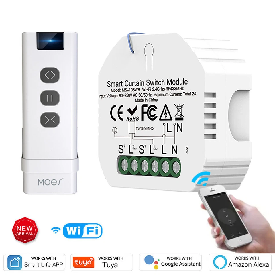 WiFi Smart Curtain Roller Shutter Switch Module RF Remote for Tuya Alexa Home  - Image 3 of 4