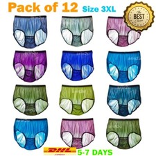 12x Plain Classic Nylon Silky Underwear High Waist Panties Briefs Plus Size 3XL