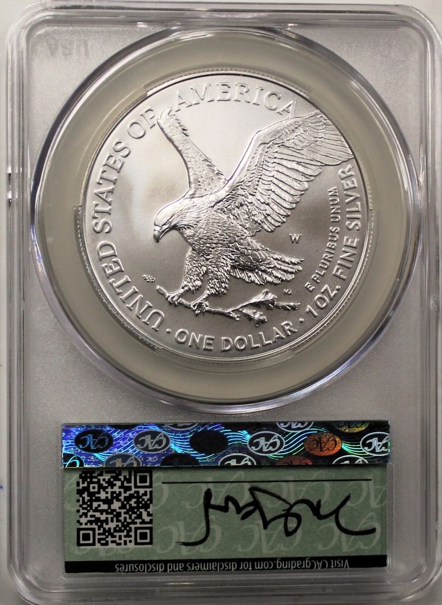 2023 W $1 Burnished Silver Eagle CAC MS70 First Delivery