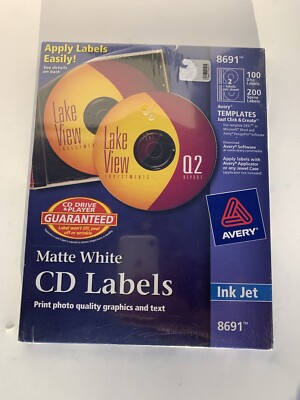 Avery Inkjet CD Labels Matte White 100/Pack 8691