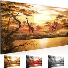 Wandbild Afrika Giraffe Bild XXL Bilder 100x40 cm beige rosa grau schwarz weiß