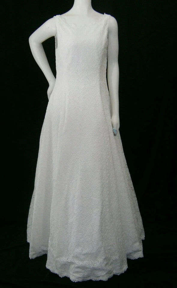 CAROLINA HERRERA WEDDING GOWN DRESS CUSTOM SIZE 12 WHITE CORDED LACE SILK SATIN - Image 2 of 4