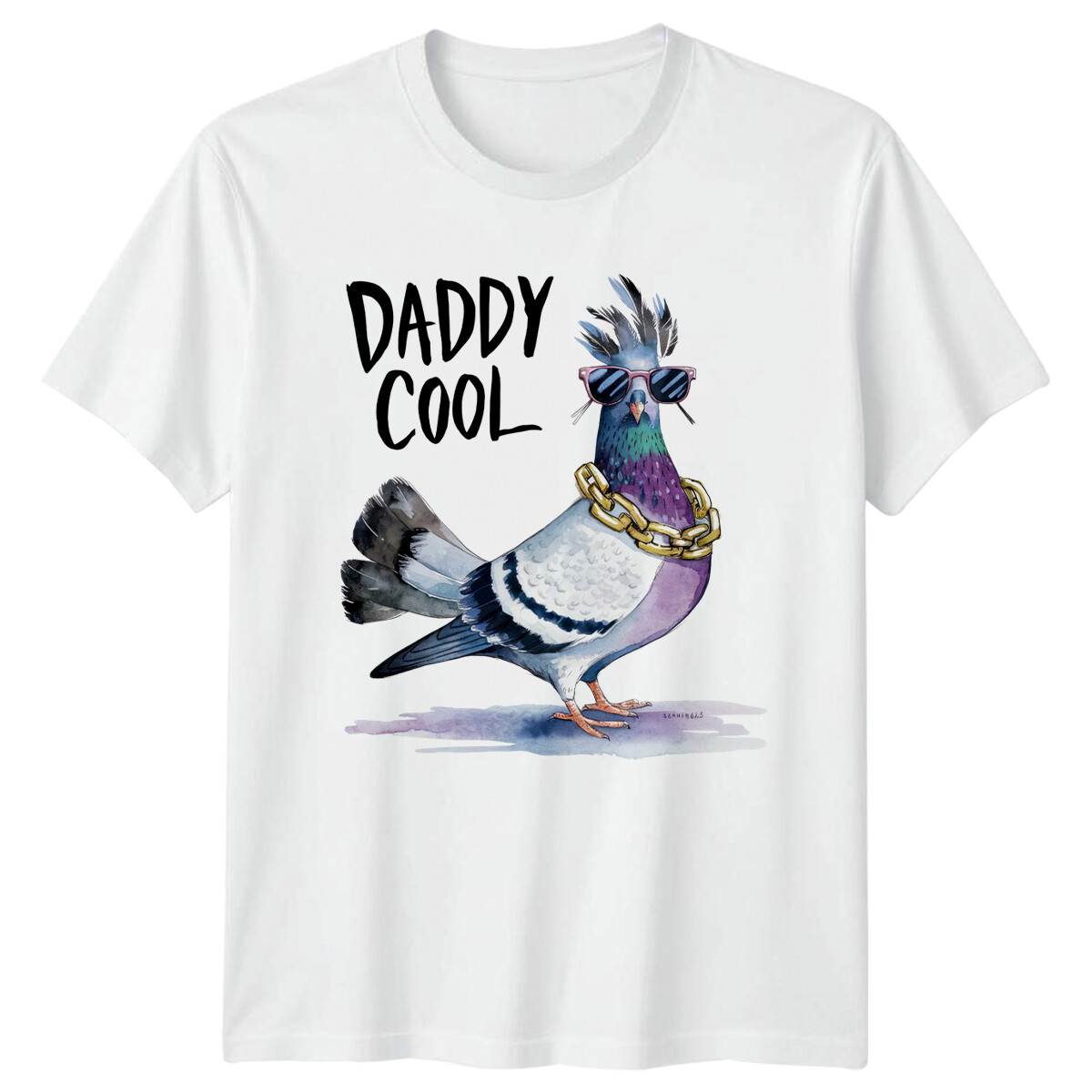 Daddy Cool Pigeon Father's Day Graphic T-Shirt Mens Womens