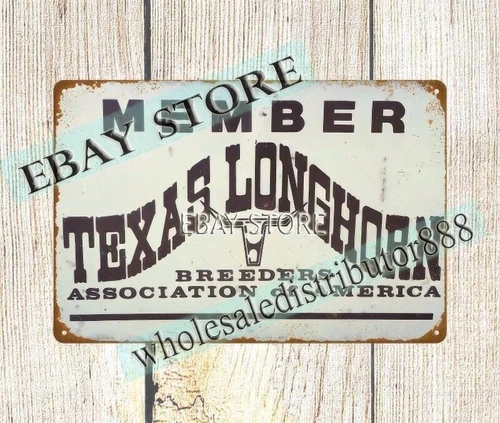 Texas Longhorn Breeders Association Of America metal tin sign retro wall decor