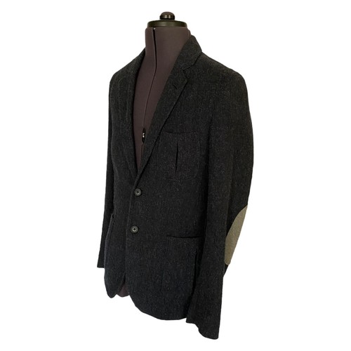 Gummistiefel von Bilmore Blazer Jacke Blau Wollmischung Ellenbogen Patches Slim Herren UK38 - Bild 2 von 14