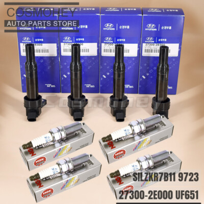 4 Set of UF651 Ignition Coil & NGK Spark Plug For Kia Soul Forte Hyundai Elantra