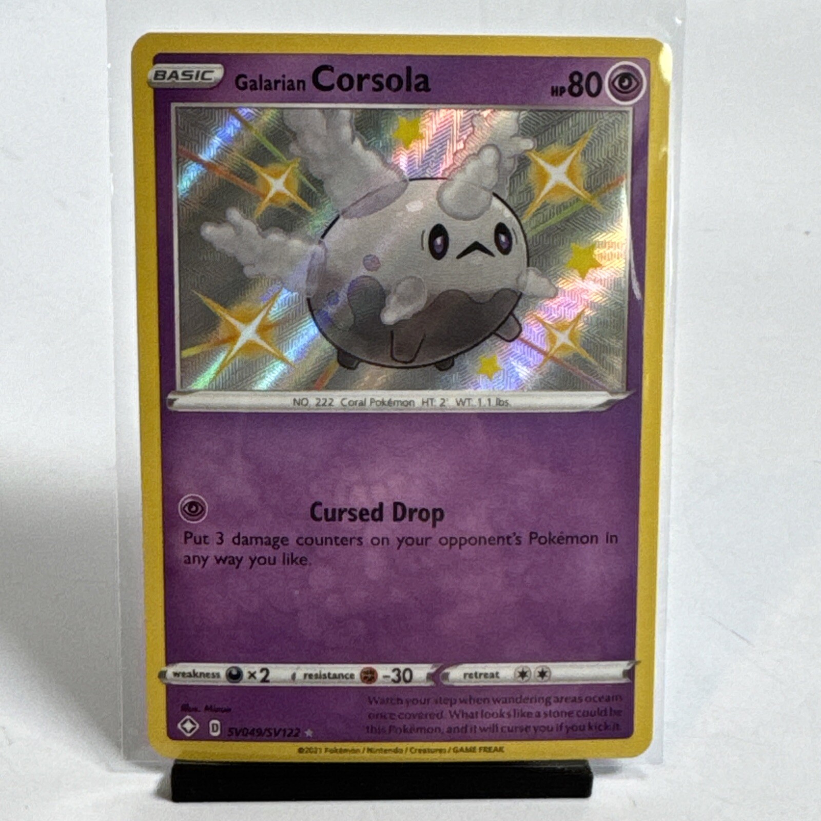 Holo Galarian Corsola SV049/SV122 Shiny Holo Rare Shining Fates Pokemon MNT Card