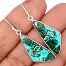 Natural Malachite - Morocco 925 Sterling Silver Earrings Jewelry CE20272