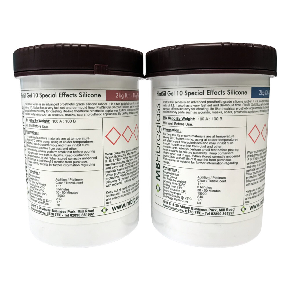 PlatSil Gel 10 Special Effects Prosthetic Skin Safe Silicone Rubber - 2kg Kit