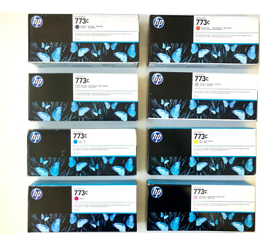 8 Genuine Ink HP Designjet Z6800 No. 773C / C1Q37A -C1Q44A INK Cartridges Lot