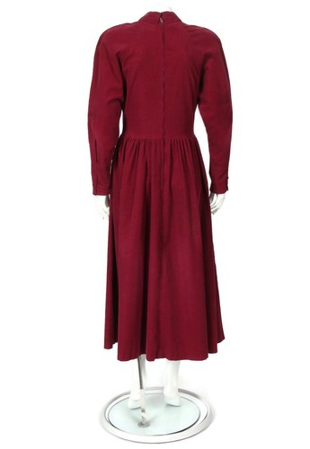 Vtg 80s Laura Ashley Magenta Corduroy Collared Pleated Front Dress sz 10 /143 - Picture 4 of 6