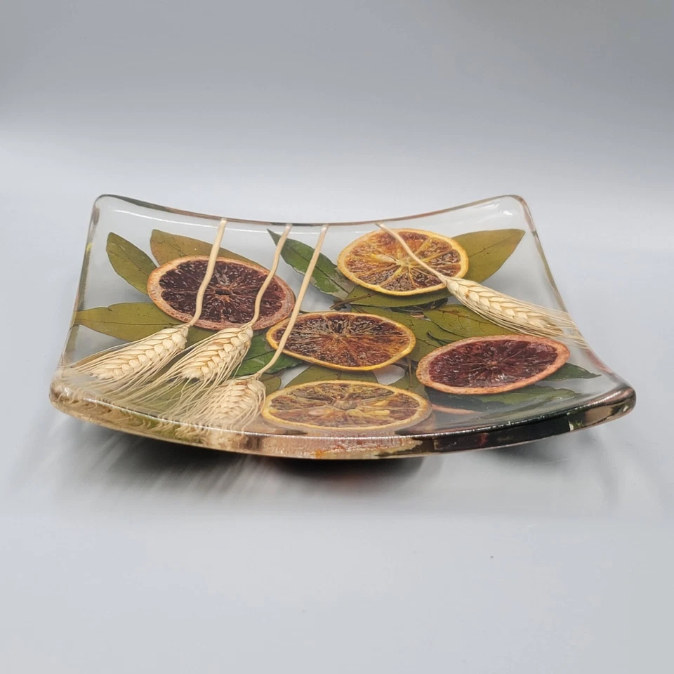 Centro de mesa de acrílico de resina Riccardo Marzi bandeja trigo naranja toscana Italia EC 7 pulgadas Foto 3 de 4