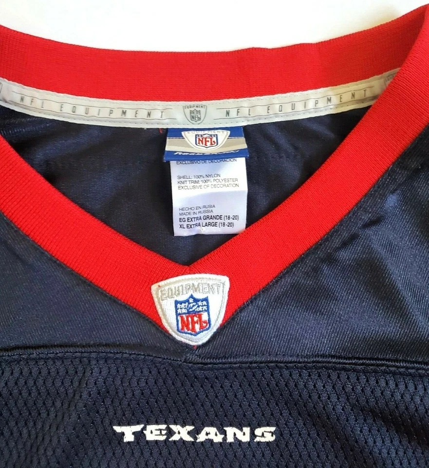 Camiseta de fútbol americano Reebok Houston Texans David Carr #8 para niños talla XL 18-20 NFL Foto 3 de 4