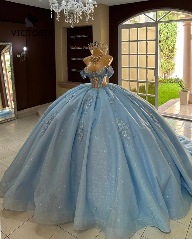 Quinceanera Dresses Off The Shoulder Sweet 15 16 Party Prom 3D Flowers Ball  Gown | eBay