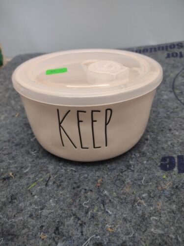 Rae Dunn KEEP Round Ceramic Food Container Bowl with Vented Lid