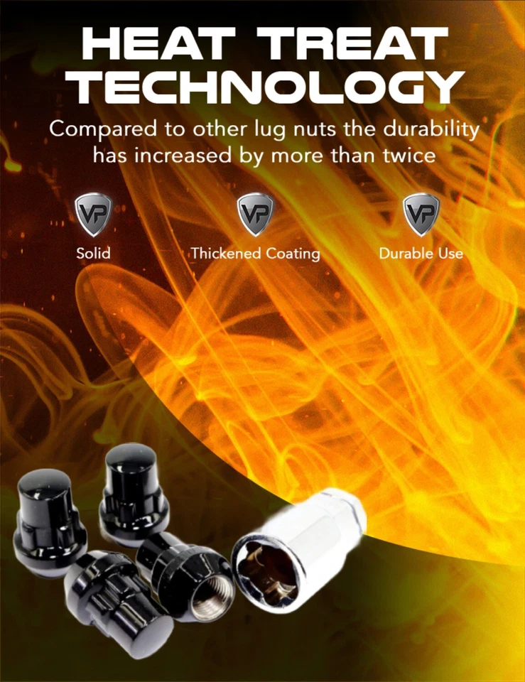 4 cerraduras de rueda de seguridad bellota negro brillante 12x1,5 1,40" para Buick Cadillac Chevy Foto 3 de 4