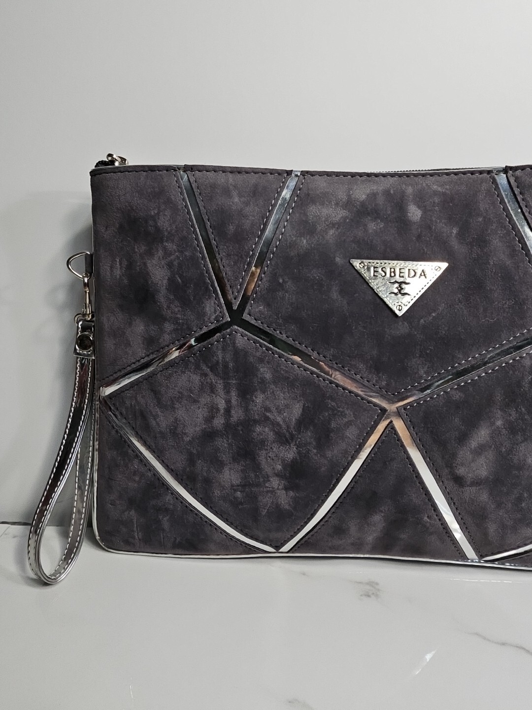 Esbeda Gray/Mirror reflected Envelope Clutch Larg… - image 2