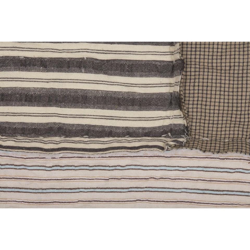 Edredón Ashmont Twin Block Patchwork 100 % algodón gris tostado blanco 70x90 acolchado a mano Foto 3 de 4