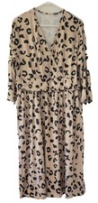 Women's Animal Print V-Neck Long Sleeve Dress Size M
