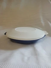 Vintage Tupperware Reheatables Divided Dish Blue with Lid Microwaveable #2604B