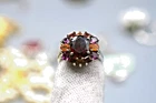 Vintage Sterling Silver 925 Cluster Ring Gemstone Designer Signed Garnet