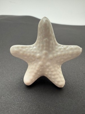 White Ceramic Starfish Drawer Knob Pull Coastal Beach Cabinet Hardware W/ Screw