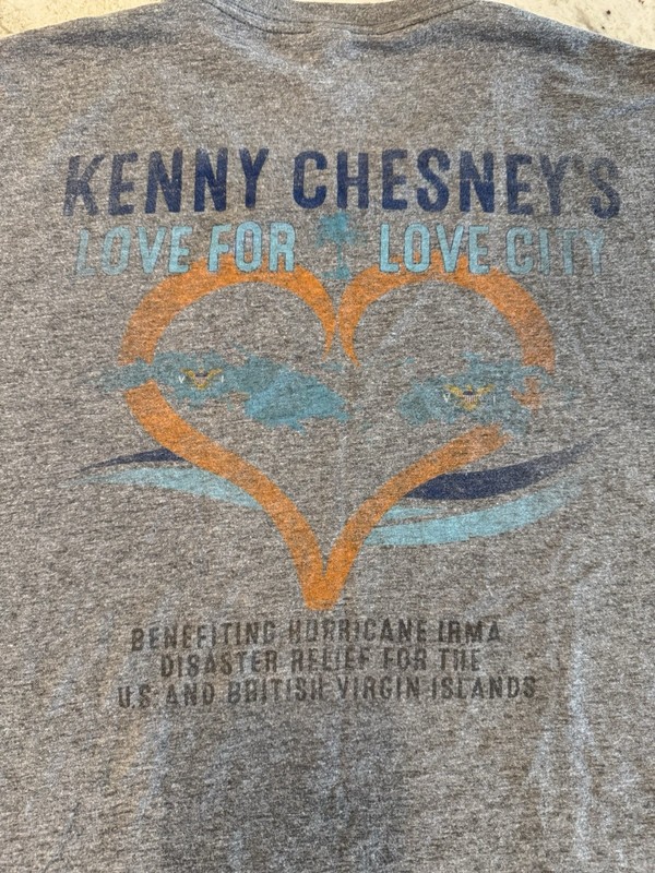 Kenny Chesney Love For Love City Grey Shirt Hurricane Irma Relief - Large - RARE