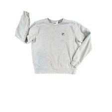 Fila Mens Crewneck Sweatshirt Heather Gray Embroidered Logo Size Medium