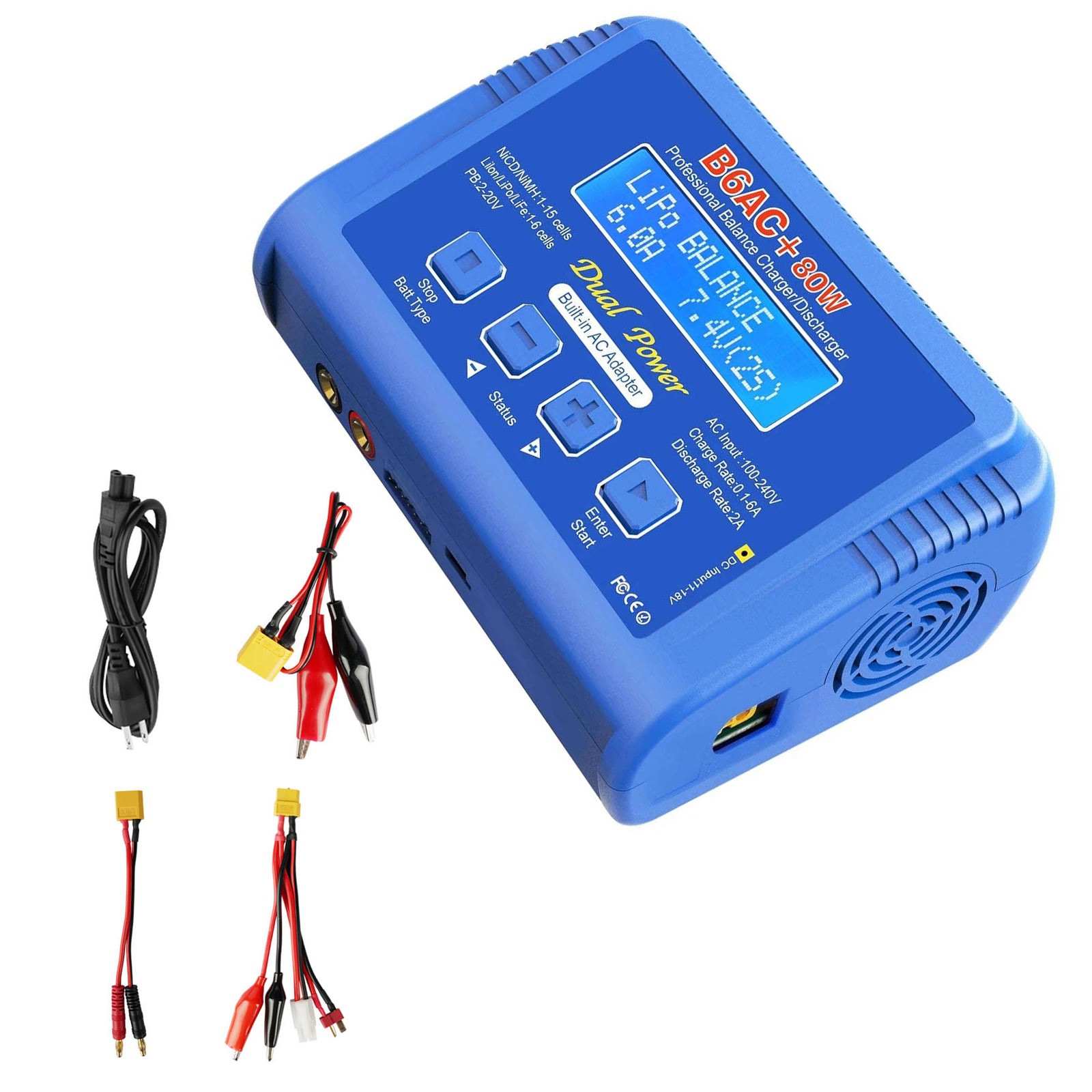B6AC 80W Balance Charger 6A Lipo Battery Charger Discharger Durable Design thumbnail 6