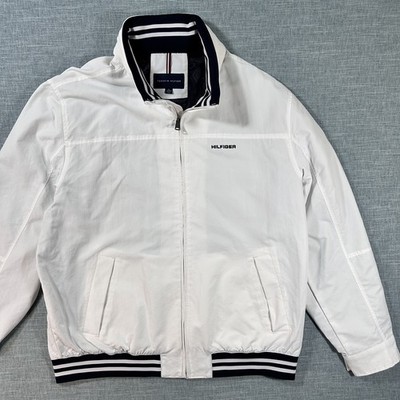 Tommy Hilfiger SZ XXL Men's Full-Zip White Windbreaker Jacket Regatta with Hood