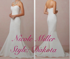 Nicole Miller Dakota Wedding Dress Ivory Silk Faile 8 Trumpet Strapless USA