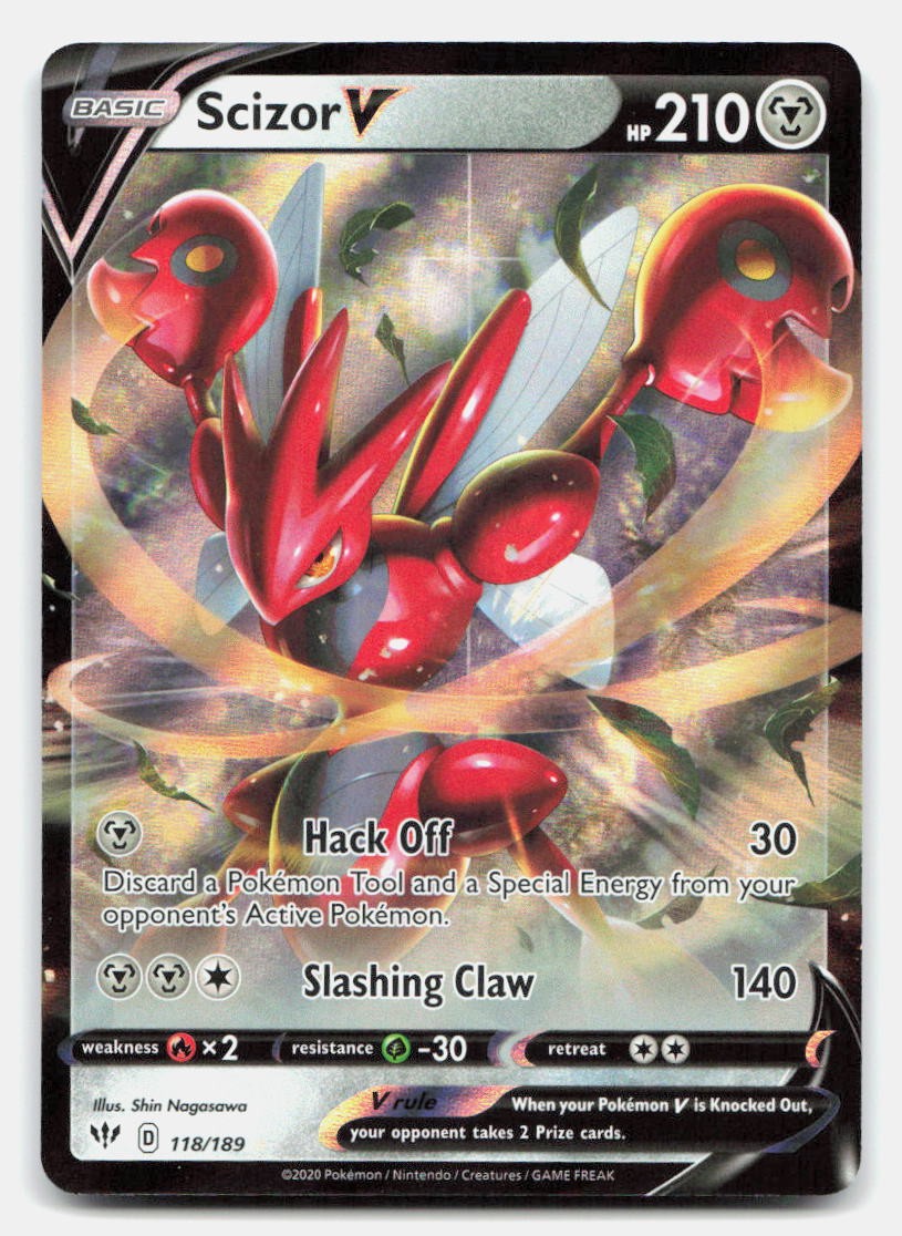 Scizor V 118/189 Holo V Rare Darkness Ablaze Pokemon Holo NM