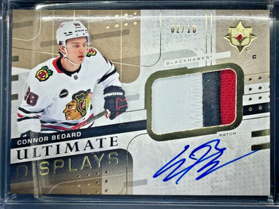 Connor Bedard 2024-25 Upper Deck Ultimate Display Patch Auto /10 Game Used UD-CB