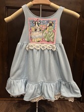 Vintage Chocolate Soup Size 2t Blue Dress- Cows Having A Tea Party