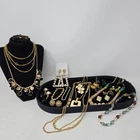 Vintage Modern Goldtone Jewelry Jar Lot Trifari Napier Monet Roman Loft Jones NY