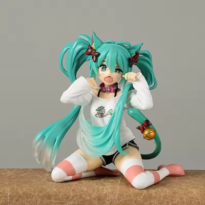 Kawaii Hatsune Miku Anime Figure Toys 11cm Neko PVC Action Figurine Cute Cartoon