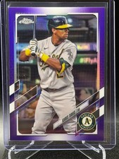 Khris Davis 2021 Topps Chrome Purple Refractor #56/299 - Oakland Athletics