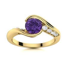 Sterling Silver Natural Amethyst Solitaire With Accents Ethnic Ring Jewelry
