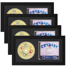 Solid Wood CD Display Frame for CD Cases and Discs with EVA Foam Lining and B...