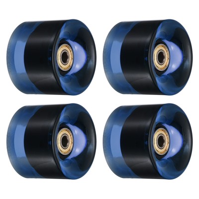 4 Stück 60mm Longboard Rollen mit Lager ABEC-11 Skateboard Rad 80A Klar Blau