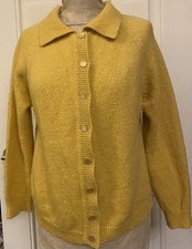 Vintage 1970s Scotch Wool Shop Shetland Wool Cardigan – Yellow / Light Ochre – M